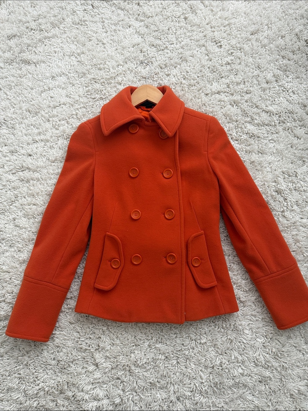 Womens Double-Breasted Wool Peacoat - 75% wool